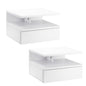 Set of Two Floating Bedside Tables with Drawer and Open Shelf for Bedroom, White