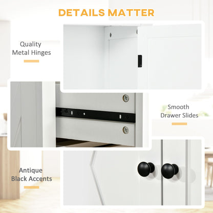 72.5" Kitchen Pantry Cabinet, Freestanding Storage Cabinet with 4 Doors, Drawer and Adjustable Shelves, White