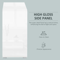 High Gloss Buffet Sideboard with 2 Drawers, 2 Doors and Adjustable Shelf, Kitchen Storage Cabinet with Push Open Design, Grey and White