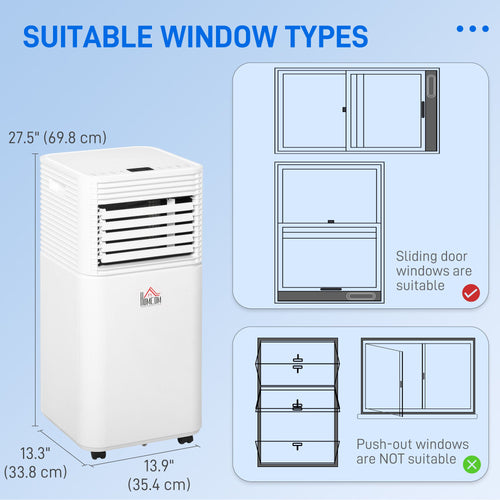 8000 BTU Portable Air Conditioner with Fan & Dehumidifier Mode, Quiet AC Unit with Remote Control, 24-Hour Timer, White