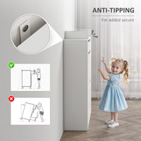 High Gloss Shoe Cabinet with 2 Flip Drawers and Adjustable Shelves, Narrow Shoe Storage Cabinet with Glass Top, White