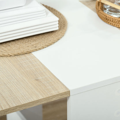 Drop Leaf Dining Table Wood Folding Table Multi-Use Side Table Dining Desk Space Saving Table, White/Oak
