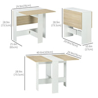Drop Leaf Dining Table Wood Folding Table Multi-Use Side Table Dining Desk Space Saving Table, White/Oak