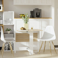 Drop Leaf Dining Table Wood Folding Table Multi-Use Side Table Dining Desk Space Saving Table, White/Oak