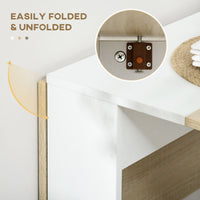 Drop Leaf Dining Table Wood Folding Table Multi-Use Side Table Dining Desk Space Saving Table, White/Oak