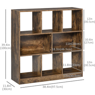 Storage Shelf 3-Tier Bookcase Display Rack Home Organizer for Home Office, Living Room, Playroom, Rustic Brown