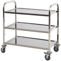 33" 3-Tier Kitchen Trolley Medical Treatment Laboratory Equipment Carts, Stainless Steel Rolling Kitchen Island, Wheeled Storage Utility Serving Cart, 330LBS Heavy Gauge