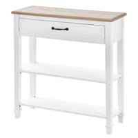 30" Console Table, Modern Narrow Entryway Table with Drawer and 2 Shelves, Sofa Table for Living Room, Hallway, White