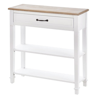 30" Console Table, Modern Narrow Entryway Table with Drawer and 2 Shelves, Sofa Table for Living Room, Hallway, White