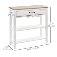 30" Console Table, Modern Narrow Entryway Table with Drawer and 2 Shelves, Sofa Table for Living Room, Hallway, White