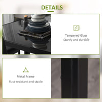 5-Piece Rectangular Glass Kitchen Table and Chairs with Metal Frame and Faux Leather Upholstery for Dining Room, Black