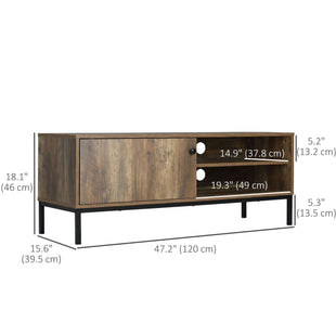 Retro TV Cabinet for TVs up to 50", TV Stand with Compartment and Adjustable Shelf, Media Console with Sliding Door for Living Room, Coffee