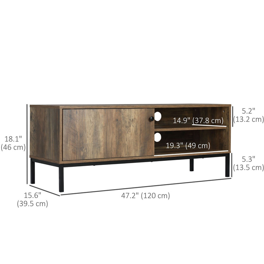 Retro TV Cabinet for TVs up to 50", TV Stand with Compartment and Adjustable Shelf, Media Console with Sliding Door for Living Room, Coffee