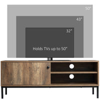 Retro TV Cabinet for TVs up to 50", TV Stand with Compartment and Adjustable Shelf, Media Console with Sliding Door for Living Room, Coffee