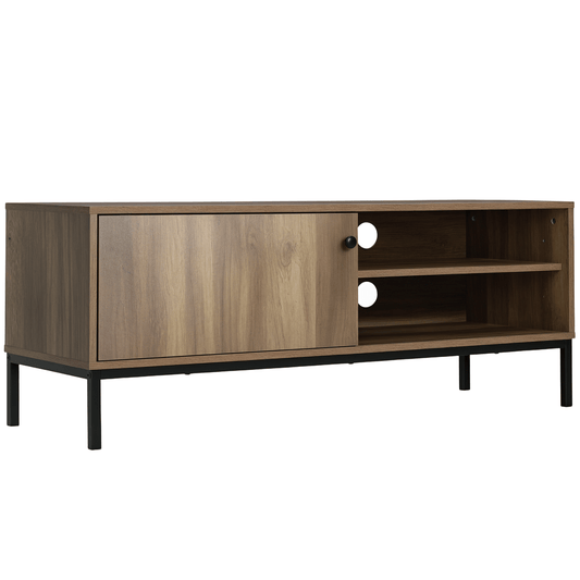 Retro TV Cabinet for TVs up to 50", TV Stand with Compartment and Adjustable Shelf, Media Console with Sliding Door for Living Room, Coffee