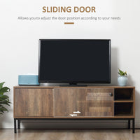 Retro TV Cabinet for TVs up to 50", TV Stand with Compartment and Adjustable Shelf, Media Console with Sliding Door for Living Room, Coffee