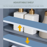 Medicine Cabinet, Wall-Mounted Bathroom Mirror Cabinet with Double Doors, Open Shelf, and Adjustable Shelf, Modern Bathroom Wall Cabinet, Grey