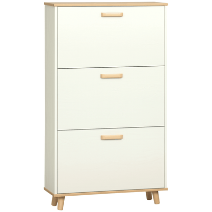 Modern Shoe Cabinet with 3 Flip Drawers and Adjustable Shelf, 12 Pair Shoe Storage Cabinet for Hallway, Entryway, White