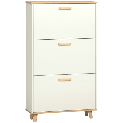 Modern Shoe Cabinet with 3 Flip Drawers and Adjustable Shelf, 12 Pair Shoe Storage Cabinet for Hallway, Entryway, White