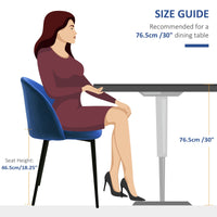 Set of 2 Mid-Back Dining Chair, Mid-Back Velvet-touch Upholstery Kitchen Chair for Living Room Dining Room, Dark Blue