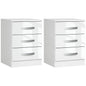 Modern Nightstand Set of 2, Bedside Tables with 3 High Gloss Drawers for Bedroom, White