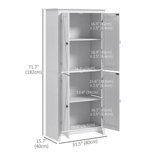 72" Freestanding Storage Cabinet, Kitchen Pantry Cabinet with Doors and Shelves for Dining Room, White