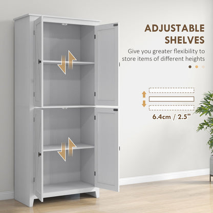 72" Freestanding Storage Cabinet, Kitchen Pantry Cabinet with Doors and Shelves for Dining Room, White