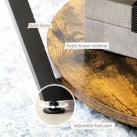 2-Tier Round Coffee Table with Storage Shelf, Industrial Center Table with Steel Frame for Living Room, Rustic Brown