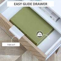 Modern Bedside Table with Drawer, Nightstand with Storage Shelf, Sofa End Table for Bedroom, White and Oak