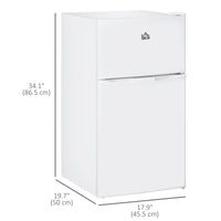 3.2 Cu Ft Compact Refrigerator, Mini Fridge with Freezer, Adjustable Shelves and Reversible Doors for Bedroom, White