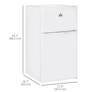 3.2 Cu Ft Compact Refrigerator, Mini Fridge with Freezer, Adjustable Shelves and Reversible Doors for Bedroom, White