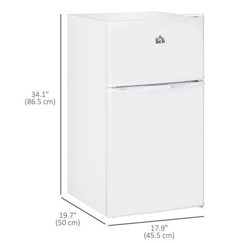 3.2 Cu Ft Compact Refrigerator, Mini Fridge with Freezer, Adjustable Shelves and Reversible Doors for Bedroom, White
