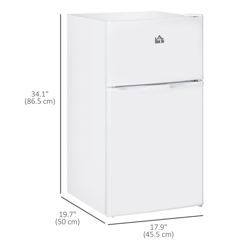 3.2 Cu Ft Compact Refrigerator, Mini Fridge with Freezer, Adjustable Shelves and Reversible Doors for Bedroom, White