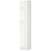 Tall Bathroom Cabinet, Narrow Bathroom Storage Cabinet with Doors, Drawer and Adjustable Shelves, High Gloss White