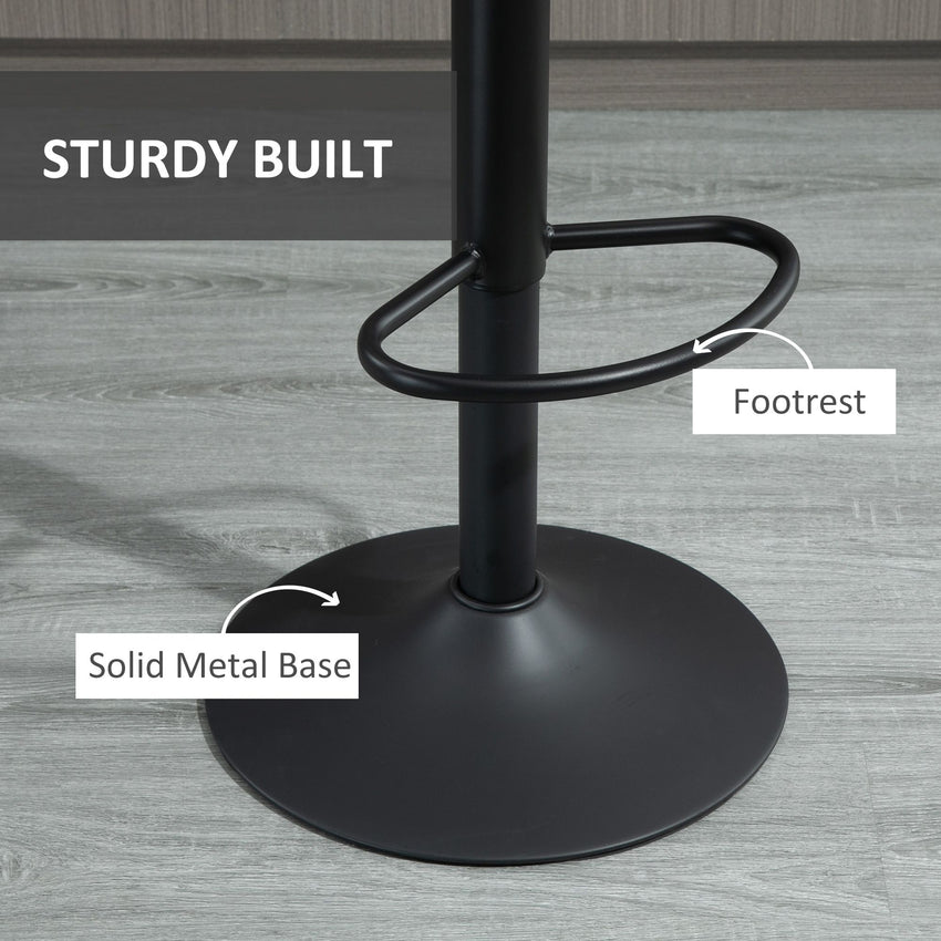 Adjustable Bar Stools Set of 2, Leathaire Swivel Barstools with Back and Footrest, Upholstered Bar Chairs for Kitchen, Dining Room, Home Pub, Grey