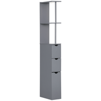 Tall Bathroom Storage Cabinet, Narrow Bathroom Cabinet with Drawers and Open Shelves for Small Spaces, Grey