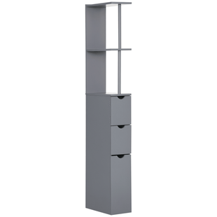Tall Bathroom Storage Cabinet, Narrow Bathroom Cabinet with Drawers and Open Shelves for Small Spaces, Grey