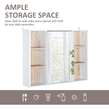 Wall-Mounted Bathroom Medicine Cabinet with Mirror, Over Toilet Bathroom Vanity Cabinet White & Oak