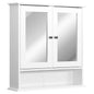 Medicine Cabinet, Wall-Mounted Bathroom Mirror Cabinet with Double Doors, Open Shelf, and Adjustable Shelf, Modern Bathroom Wall Cabinet, White