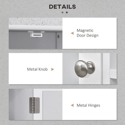 Wall-Mounted Medicine Cabinet, Bathroom Mirror Cabinet with Doors and Storage Shelves, White