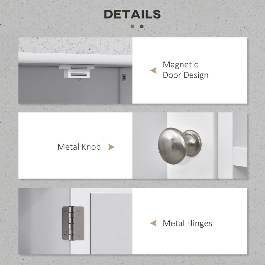 Wall-Mounted Medicine Cabinet, Bathroom Mirror Cabinet with Doors and Storage Shelves, White