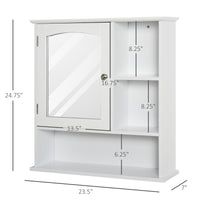 Wall-Mounted Medicine Cabinet, Bathroom Mirror Cabinet with Doors and Storage Shelves, White
