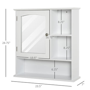 Wall-Mounted Medicine Cabinet, Bathroom Mirror Cabinet with Doors and Storage Shelves, White