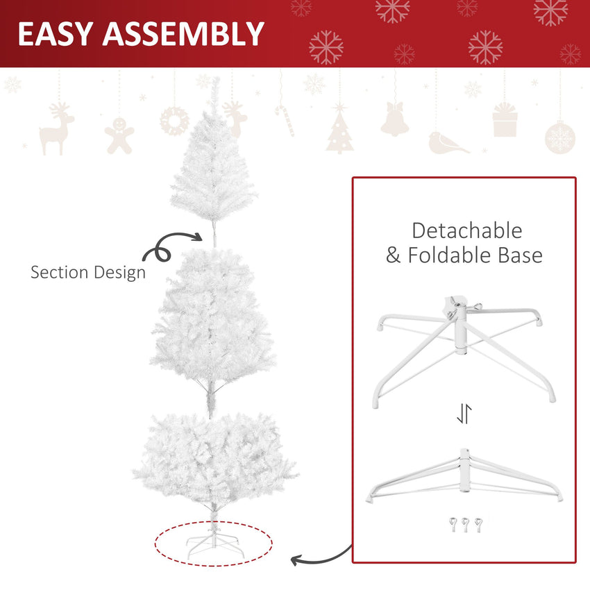 7ft White Christmas Tree Artificial Christmas Tree with 1230 Branch Tips and Metal Stand