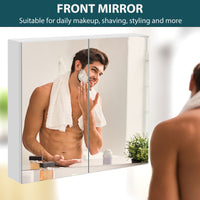 Wall Mounted Mirror Cabinet, Bathroom Medicine Cabinet with Mirror, 2 Doors and 3-tier Shelving, White