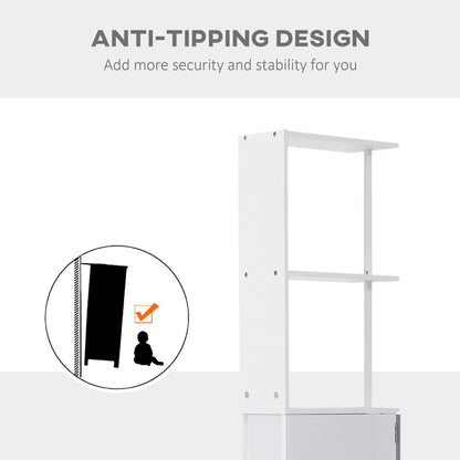 Tall Bathroom Storage Cabinet, Narrow Bathroom Cabinet with Drawers and Open Shelves for Small Spaces, White and Grey
