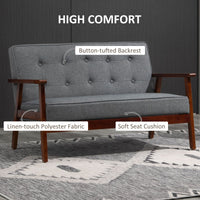 44.5" 2 Seat Sofa for Bedroom, Modern Upholstered Loveseat with Button Tufted Back and Wood Legs, Grey