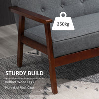 44.5" 2 Seat Sofa for Bedroom, Modern Upholstered Loveseat with Button Tufted Back and Wood Legs, Grey