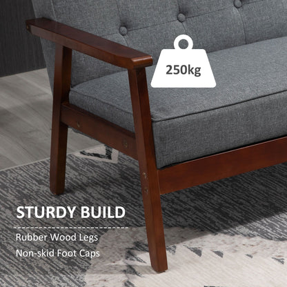 44.5" 2 Seat Sofa for Bedroom, Modern Upholstered Loveseat with Button Tufted Back and Wood Legs, Grey
