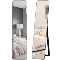 Full Length Mirror for Bedroom, Free Standing Dressing Mirror, Wall Mirror with Wood Frame, 15" x 61", Black